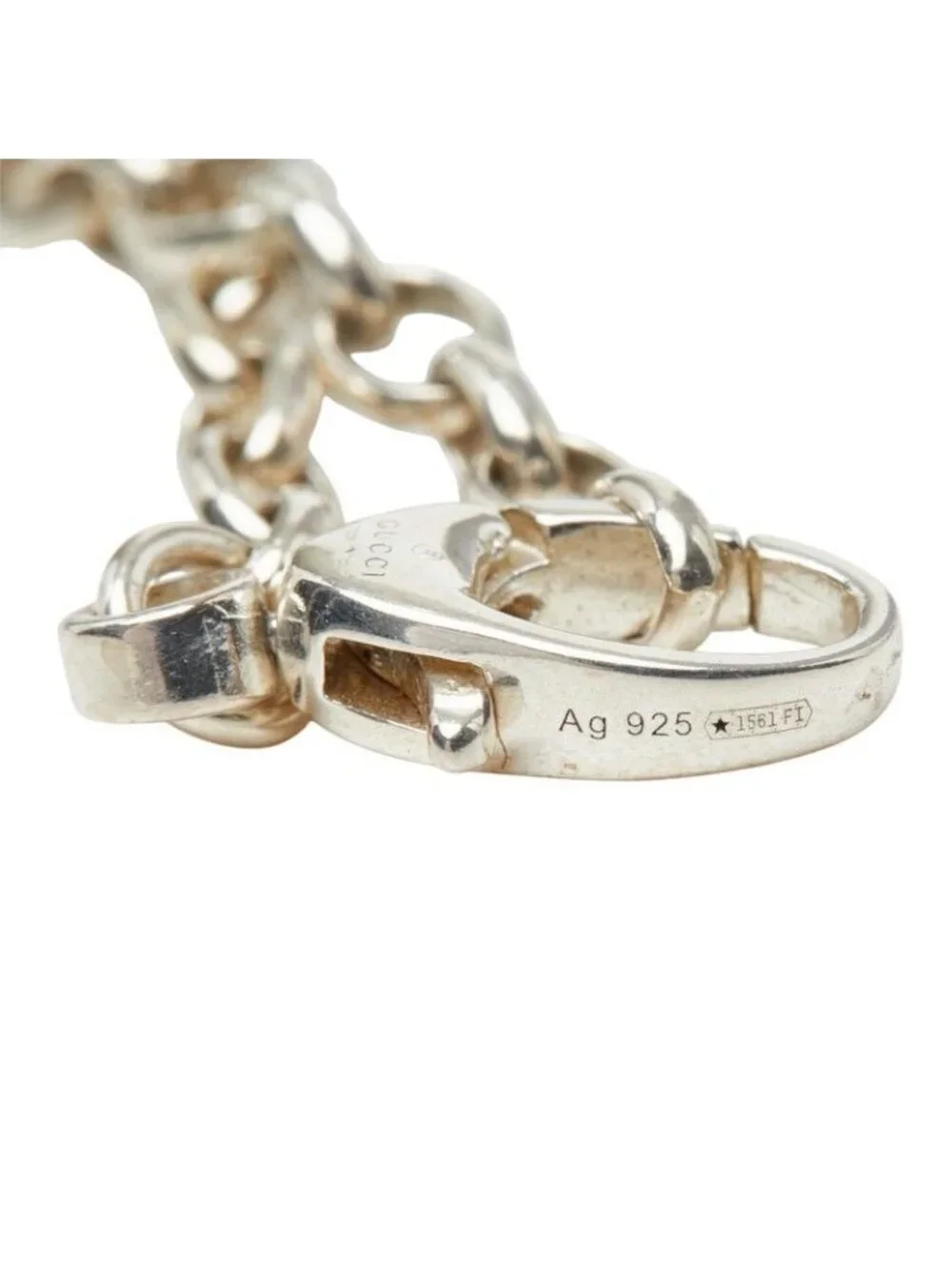 Gucci GG Logo Double G Chain Pendant Silver